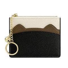 Valentoria Slim RFID Blocking Card Holder Small Pocket Wallet Keychian Zipper Coin Purse Minimalist Leather Cash & Coin & Cards Case for Women Men (Z2-Black)