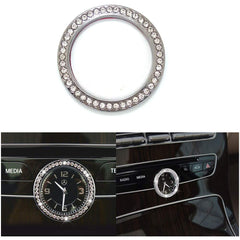 Pursuestar Bling Crystal Silver Car Central Console Round Clock Decoration Ring Cover Decals Trim for Mercedes Benz C E S GLC Class W213 E200 E300 C180 C200 C260 C300
