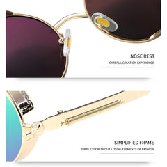 Joopin Steampunk Round Sunglasses - Metal Frame, 100% UV Protection (B01-Gold Mirrored Green)