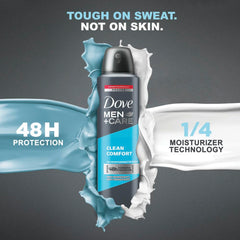 Dove Men+Care Antiperspirant Deodorant, with 48 hour powerful protection, Clean comfort, with ¼ moisturiser technology, 150ml