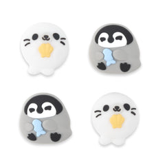 GeekShare Cute Silicone game console Thumb Grip Caps Kawaii Polar Animal Theme Thumbstick Caps Joystick Cover Compatible with Switch/OLED/Switch Lite - 2Pairs/4PCS - Penguin & Seal
