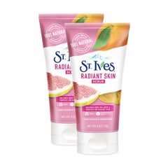 St. Ives Radiant Skin Pink Lemon & Mandarin Facial Scrub with 100% Natural Exfoliants & Extracts | Gentle to Medium Scrub for Brighter Skin | 2 Pack 170g