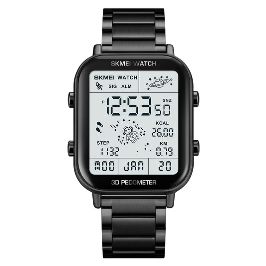 SKMEI Digital Watch Men's,Men's Ultra-thin Digital Sports Watch LED Screen Super Waterproof Watch Men's Casual Stopwatch Alarm Clock Countdown Military Watch, 1888 - Black