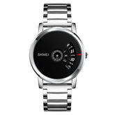 SKMEI Quartz Watches For Men,Stylish Casual Business Mens Dress Minimalist Wristwatch Chronograph Stainless Steel Waterproof Sports - Silver