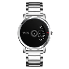 SKMEI Quartz Watches For Men,Stylish Casual Business Mens Dress Minimalist Wristwatch Chronograph Stainless Steel Waterproof Sports - Silver