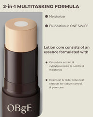 OBgE Natural Cover Foundation #23 (Beige, 0.5oz)- Stick Foundation with Brush for Flawless Skin Tone Correction and Coverage. Long-Lasting Wear for Daily Use.