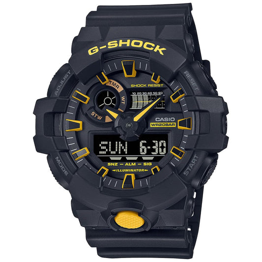 Casio G-Shock Analog-Digital World Time Watch - Black / Black / Yellow