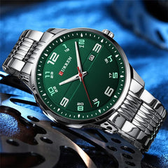 CURREN Fashion Design Stainless Steel Quartz Watches Casual Simple Wrist Watch Men Luminous Wrist Watch 8411 - SILVER GREEN