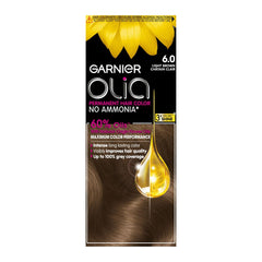 Garnier Permanent Hair Dye, Intense, Long-lasting Colour, Up to 100% Grey Hair Coverage, No Ammonia, 60% Oils, Olia, 6.0 Light brown