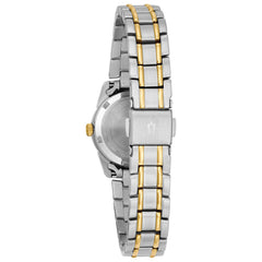 Bulova Ladies' Classic Two-Tone Stainless Steel 3-Hand Calendar Date Quartz Watch, Silver-White Dial (Style: 98M105)