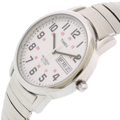 Timex Men's Easy Reader Watch - Stainless Steel/Silver-Tone/White/Red/Day-Date