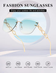 AEVOGUE Sunglasses For Women Oversized Rimless Diamond Cutting Lens Sun Glasses AE0534