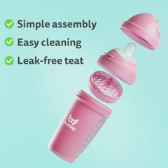 Herobility Double Anti-Colic Baby Bottles – 12 fl oz/340ml – 3-Pack – Dark Green