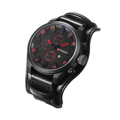 CURREN 8225 Quartz Leather Strap 30M Waterproof Watch - Black