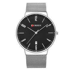CURREN Men Watch Stainless Steel Band Quartz Watch Business Male Wristwatch 8257 - Silver