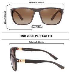 PUKCLAR Sunglasses for Men Polarized Lightweight TR90 Frame UV400 Spring Hinges Sunglasses