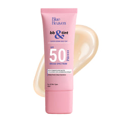 Blue Heaven BB & Tint | BB Cream For Face Makeup | 4 in 1 Lightweight Foundation for women + Moisturizer + SPF 50 PA++++ with Fermented Rice Water, Hyaluronic Acid | Natural 104 | 30 ml