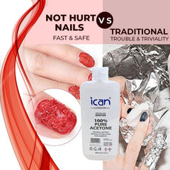 ICAN LONDON 100% Pure Acetone Nail Polish Remover UV GEL Soak Off - 100ML