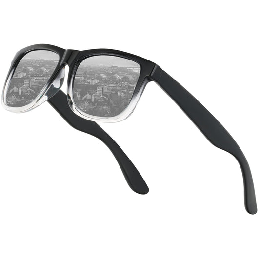 WASAIKKU Polarized Sunglasses for Men Women Classic Fashion Sunglasses Baseball Cycling Driving Fishing Golf Mens Sunglasses with UV Protectio - Black/clear frame with mercury lens