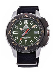 ORIENT Orient RA-AC0N03E Men's M-Force Delta Nylon SLP-Thru Band Green Dial Automatic Dive Watch, Dive Watch