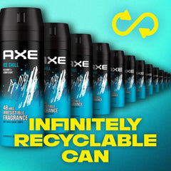AXE Men Body Spray Deodorant, for Long Lasting Odour Protection, Ice Chill, for 48 hours Irresistible Fragrance, 150ml