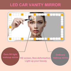 Feisate Car Visor Vanity Mirror With Led Lights, Car Mirror Light Rechargeable Makeup Mirror With 3 Light Modes, Car Visor Mirror, Car Vanity Mirror For Car Truck SUV, White