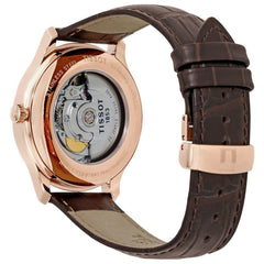 Tissot Mens Tissot Tradition Automatic Small Second 316L Stainless Steel case with Rose Gold PVD Coating Automatic Watch, Brown, Leather, 20 (T0634283606800), Brown