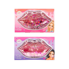 Depesche TOPModel Beauty & Me Lip Gloss - Lip Shaped Case,Pink or Purple,Fruity Strawberry Scent,Shimmering Gloss in Fun Confetti Tin