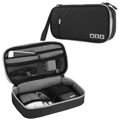 Bhuuno Acoki Travel Carry Bag,Electronic Accessories Thicken Cable Organizer Bag Portable Case for Hard Drives, Cables, Black(S)