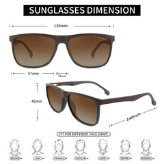 PUKCLAR Sunglasses for Men Polarized Lightweight TR90 Frame UV400 Spring Hinges Sunglasses