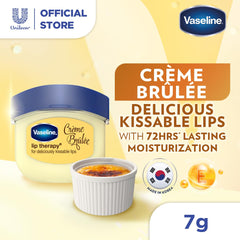 Vaseline Lip Care Crème Brulee Lip Balm Tub With Pure Jelly & Crème Brulee For Deliciously Kissable Lips| Nourishes & Protects Lips| Non-greasy Lip Moisturizer for Naturally Tinted Lips| 7 gm