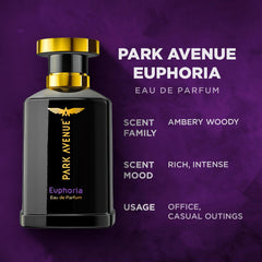 Park Avenue Euphoria, Eau De Parfum Men, 50Ml Long Lasting Liquid Perfume For Men Premium Luxury Fragrance Scent Aromatic Blend Of Amber & Musk Suitable For Every Occasion