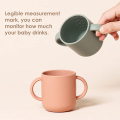 ROCCED Silicone Tiny Cups for Baby Training Cups Easy Grip for 6 Months+ 150ml/5oz 2 Pics-Sage