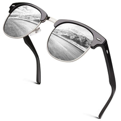 GQUEEN Classic Horn Rimmed Semi Rimless Polarized Sunglasses for Men Women GQO6