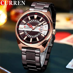 CURREN Men's Quartz Sports Brand Luxury Business Waterproof Automatic Date Stainless - BROWN