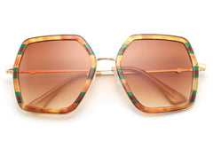 FEISEDY Women Large Hexagon Inspired Sunglasses Fashion Irregular Design Style Geometric B2503