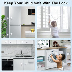 ELECDON Window Safety Locks Self Adhesive Baby Window Restrictor with Key UPVC Window Locks Child Safety Cable Lock Pet Window Restrictors No Drilling Kids Refrigerator Lock for Childproof 1 Pack