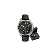 Bulova Men's Archive Series Lunar Pilot 6-Hand Chronograph High Performance Quartz Stainless Steel and Black Nylon Strap Watch Set, Sapphire Crystal Style: 96B251 - Black