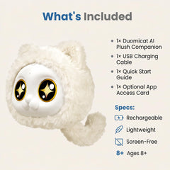 AI Robot Companion Cat, Talking Plush Pet for Adults & Kids 8+ (White)