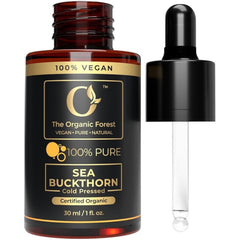 organic forest USDA Sea Buckthorn Oil - Pure Sea Buckthorn Oil for Face and Skin, Natural Moisturizer for Radiant Skin, Sea Buckthorn Seed Oil for Nourished Skin - Cold Pressed and Unrefined