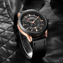 CURREN Mens Watches,CURREN Watches Quartz Analog Calendar,Wrist Watch for Men, Fashion Waterproof Stainless Steel Band-Black
