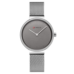 CURREN Ladies Analog Watch Stainless Steel Case Gray Dial Stainless Steel Bracelet