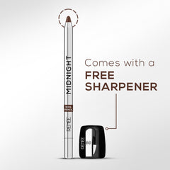 RENEE Midnight Kohl Kajal Pencil - Waterproof, Smudgeproof With Sharpener - 24 Hours Long Stay - One Swipe Application - Vitamin E, Olive Oil and Castor Oil - 1.5 Gm, Matte Finish (Brown)