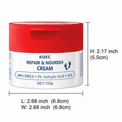 40% Urea Cream for Dry Foot, Cracked & Scaly Skin Moisturizing Hand Cream with 2% Salicylic Acid & Hyaluronic Acid, for Callus Treatment on Hands, Heels, Elbows, Nails & Knees