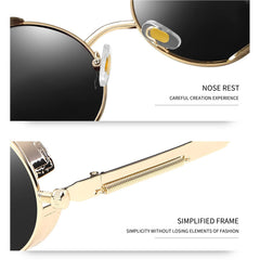 Joopin Steampunk Round Sunglasses - Metal Frame, 100% UV Protection (B02-Gold Black)