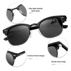 KANASTAL Polarized Horn Rimmed Sunglasses for Men and Women, Classic Half Frame Sun Glasses, Semi Rimless Shades for Womens 100% UV400 Protection Driving