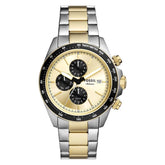 FOSSIL BQ2876 Autocross Quartz Multifunction Analog Wrist Watch for Men, 42 mm Case Diameter, Silver/Gold