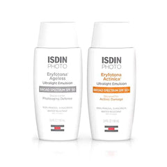 ISDIN Suncare Bundle Non Tinted & Tinted Sunscreen Eryfotona Actinica Mineral Sunscreen Eryfotona Ageless Mineral