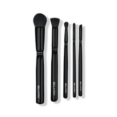 BellaVita Makeup Brushes Set of 5 | Premium Easy To Hold & Precise Application For Face, Eyes & Brows | Soft Bristles, Makeup Brushes with Pouch - Black, 77.80 gm
