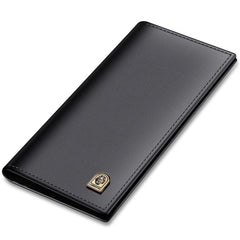 LAORENTOU Bifold Long Leather Wallets for Men Genuine Cow Leather Gift Box Packing Card Holder Men's Slim Wallet, 01 Black, ONE SIZE, Minimalist
